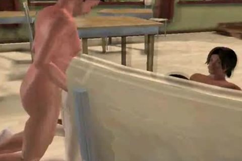 3D lady-boy acquires Double Teamed