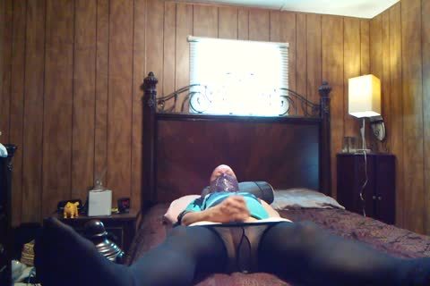 Stroking In dark Sheer hose