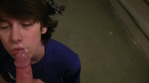 A naughty 18yo twink with chaotic hairstyle sucks off