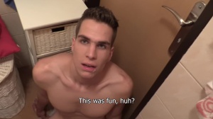 Very tall teenager fucks in baths