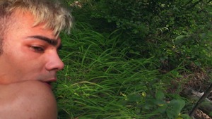 taut dude with dyed hair receives fucked outside
