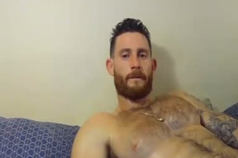 handsome And brawny man Caressing His Hard penis