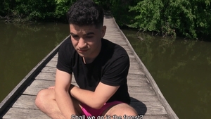 CzechHunter: Muscled Czech twink gay doggy fucking in park