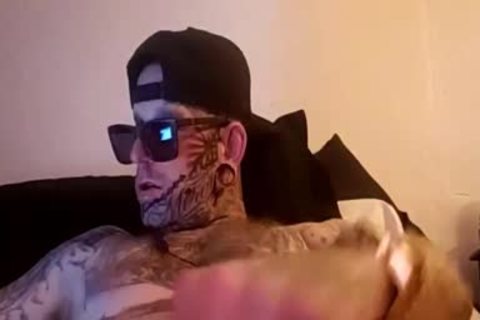 man Full Of Tattoo Masturbating With A Fleshlight