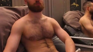 sexy Bearded stud Strokes His rod